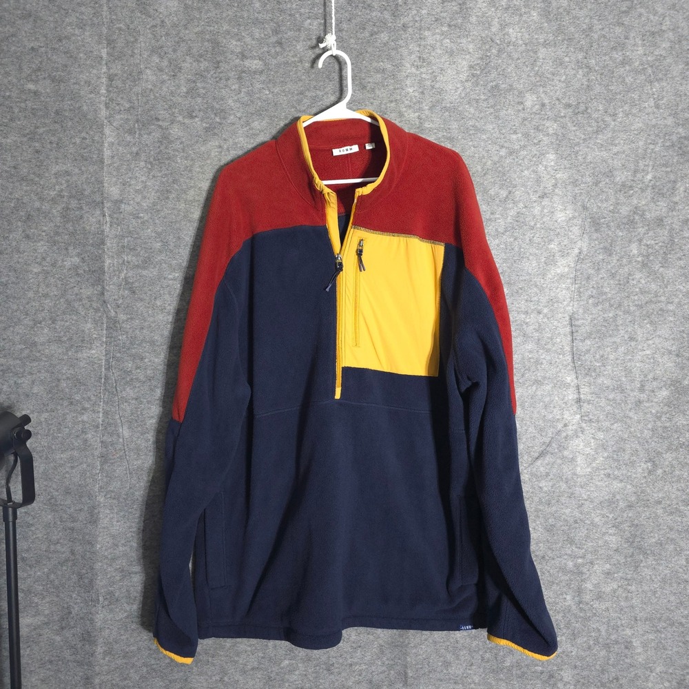 ROWM Fleece Pullover Men 3XT Multi Colorblock Quarter Zip Mock Neck Pocket Soft